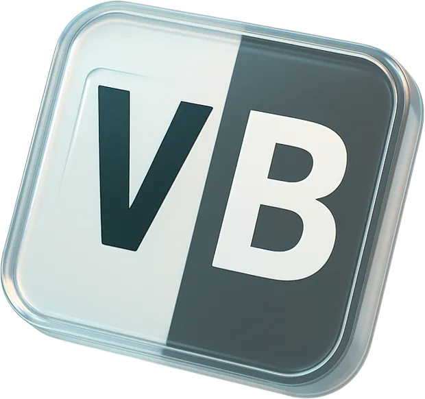 Símbolo VB em vidro tridimensional